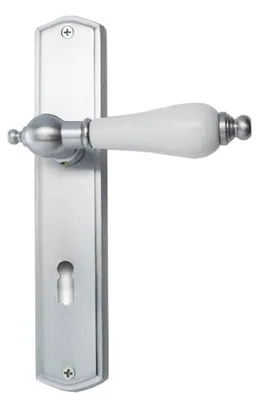Produktbild von Oscar R039 Ghidini Türgriff-Langschild-Garnitur M18 mattchrom Handhabe weiß (Lochung: BB) Lochung: BB
