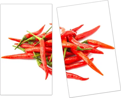 Produktbild von Spritzschutz Herdabdeckplatte Schneidebrett aus Glas Mix aus Chilischoten 2-Teilig (60x52cm)