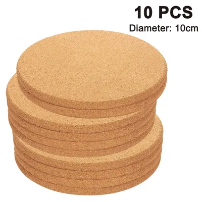 Produktbild von Runde Kork Untersetzer Gläser (10er Pack) 10 cm Dm 5 mm Dick - Schlicht, Wiederverwendbar und Saugfähige Glas Untersetzer-Set Perfekt für Haus, Büro, Bar & Restaurant Untersetzer
