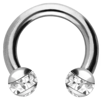 Produktbild von Ohrpiercing, Nasenpiercing, Septum Piercing Titan Hufeisenring EPOXY-RING-KUGELN + KRISTALLE
