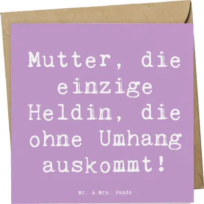 Produktbild von Mr. & Mrs. Panda Glückwunschkarte Spruch Heldin Mutter - Lavendeltraum - Geschenk, Mutterliebe, Familienmitglieder, faltkarte, Liebe, Selbstlosigkeit, Grußkarte, Familie