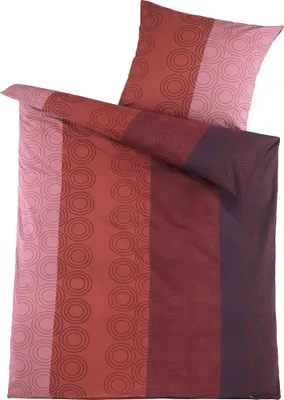 Produktbild von 2-tlg. Biber Winter Bettwäsche, 135 x 200 + 80x80cm, 100% Baumwolle, lila terra flieder Streifen