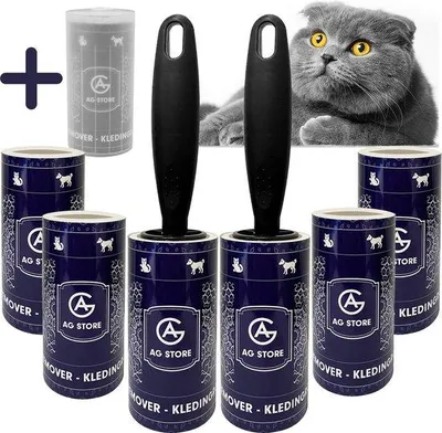 Productafbeelding van AG kledingroller - 420 kleefvellen - Verwijdert haren - hoge kwaliteit - Plakt extra goed - katten en honden haren - Pluizenroller - Kleefroller - Pluizenverwijderaar - plakroller - stofroller