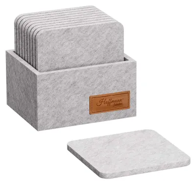 Produktbild von Hoffmann Glasuntersetzer Filz 10x10 cm 10er-Set hellgrau
