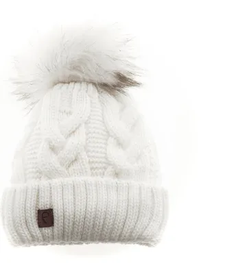 Zdjęcie produktu dla Czapka Faera zapewniająca ciepło jesienią lub zimą Czapka Bobble z podszewką w kolorze białym