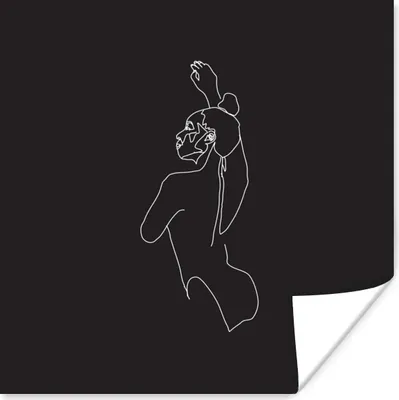 Produktbild von MuchoWow® Poster Strichzeichnung - Frau - Schwarz - Weiß 100x100 cm - Babyzimmer