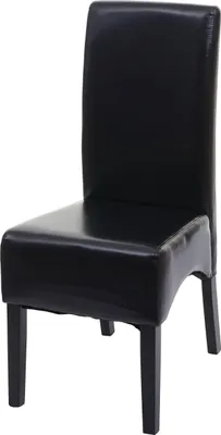 Immagine prodotto di Sedia da pranzo imbottita | A x L x P 100 x 44 x 56 cm | Altezza seduta 48 cm | Pelle | Gambe scure | Nero | Sedia da cucina Sedia