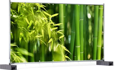 Produktbild von Wallario XXL Outdoor-Poster für Garten oder Balkon, Motiv Bambuswald mit grünen Bambuspflanzen, in ca. 340 x 173 cm