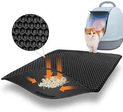 Produktbild von Ibenzoa® Katzenstreumatte Waben-Design, wasserdichte Doppel-Schicht, rutschfeste EVA-Matte 30,5 x 40 cm, leicht zu reinigen