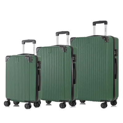 Produktbild von yonsly Premium Reisekoffer TSA-Schloss,YKK-Reißverschluss Hartschalen-Koffer Kabinenkoffer Rollkoffer Suitcase Handgepäck (Dunkelgrün, M-L-XL-Set)