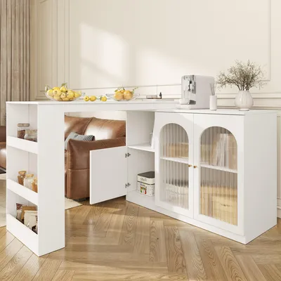 Obrázek produktu pro Kuchyňský ostrůvek - Kuchyňský bar - Kuchyňská skříňka - Komoda - Servírovací vozík - Otočný o 360°