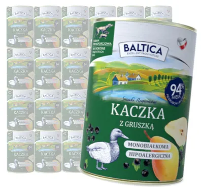 Produktbild von Baltica Ente mit Birne 24x400g Monoprotein Hypoallergen Getreidefrei Nassfutter für Hunde