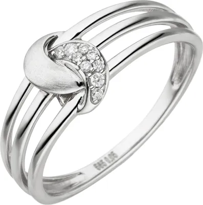 Produktbild von Gr. 56 Damen Ring 585 Gold Weißgold 9 Diamanten Brillanten Weißgoldring