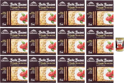 Produktbild von Galbusera BELLEBUONE, Cracker mit Hafer und Sonnenblumenkernen, Chia und Kürbis, 12x 200g + Italian Gourmet polpa 400g