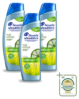 Productafbeelding van 3 x Head & Shoulders Anti-roos shampoo, Pure Intense, oliecontrole, 250 ml - voordeelverpakking - 3 stuks