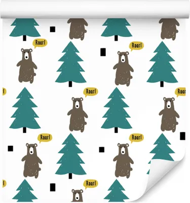 Produktbild von 10m VLIES TAPETE Rolle Kinderzimmer Wald Waldtiere Bären Bäume Natur XXL