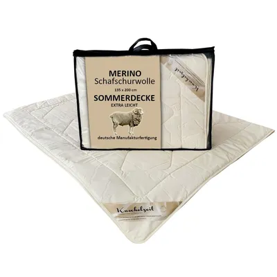 Produktbild von Merino Schafschurwolle extra leichte Sommerdecke Kuschelzeit in 135x200 cm