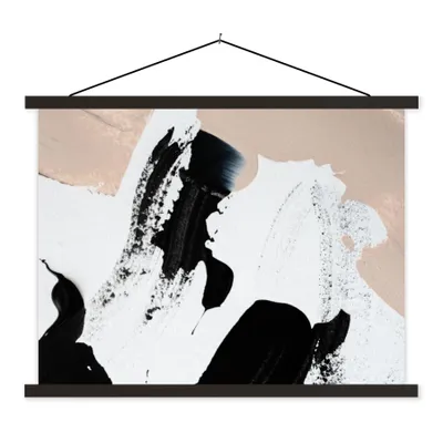 Produktbild von MuchoWow® Textilposter Schwarz - Abstrakt - Design 150x113 cm mit schwarzem Rahmen - Wohnzimmer