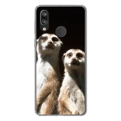 Produktbild von MuchoWow® Handyhülle Schutzhülle Hülle für Huawei P20 Lite (2020) Schwarz - Erdmännchen - Tiere Silikon Softcase Handy Hülle - Kartenhalter