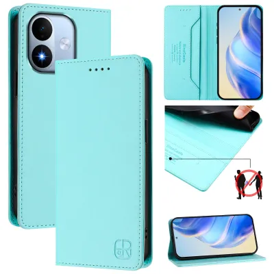 Produktbild von Lederhülle für Xiaomi Redmi Note 17 4G Hülle Flip Brieftasche Kartenfächern Ständer Schutzhülle Türkis
