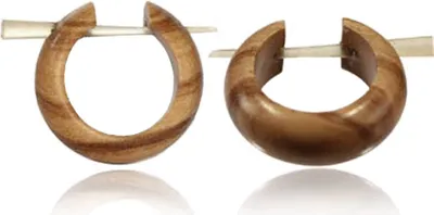 Produktbild von viva-adorno Holzohrringe Holz Creolen Olivenholz natur braun Horn Pinohrringe CE15,klein 15mm
