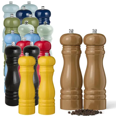 Produktbild von LS-LebenStil 2x Design Holz Salzmühle & Pfeffermühle 2´er Set Braun Hazelnut 21x5cm Keramikmahlwerk Gewürzmühle Mühle für grobes Salz Pfefferkörner