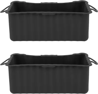 Produktbild von 2 Stück Premium-Silikon-Fettauffangschale für Grillplatte, extra große, rechteckige Fettauffangschale, hohe, wiederverwendbar, leicht zu reinigen, für Camping-Grill im Fre (Schwarz)