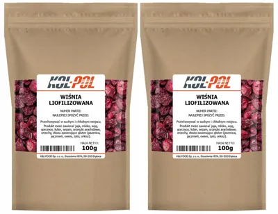 Zdjęcie produktu dla WIŚNIE LIOFILIZOWANE 200g Całe Owoce liofilizowane Wiśnia jakość Kol-Pol