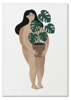 Zdjęcie produktu dla PLAKAT – 59 x 84 cm (A1) – Afterform – Kobieta z doniczką, elegancja, minimalizm, spokój – dekoracja ścienna do salonu, sypialni i przedpokoju, nowoczesny plakat, bez ramy
