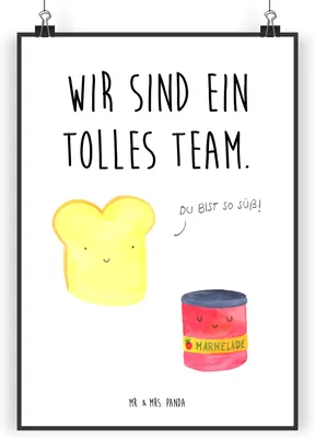 Produktbild von Mr. & Mrs. Panda Bild Toast Marmelade DIN A3 - Weiß - Geschenk, Lustige Sprüche, Kunstdruck, Toastbrot, drucke, Dreamteam, Süß, wanddeko, Wandbild, Brot, poster