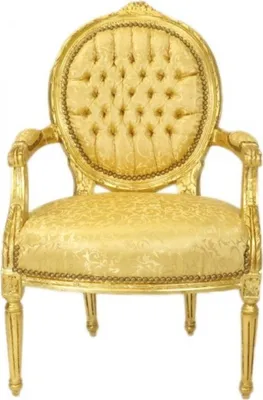 Produktbild von Casa Padrino Barock Medaillon Salon Stuhl Gold Muster / Gold - Möbel Antik Stil
