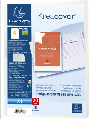 Image de Exacompta 20x Protège-documents en PP rigide Kreacover® 20 vues A4 Blanc 58109E