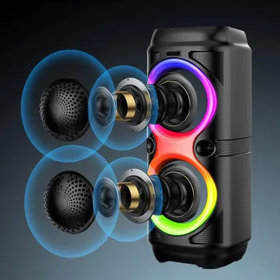 Produktbild von Tragbare Bluetooth-Lautsprecherbox 4 Zoll, RGB Party-Subwoofer, Karaoke für Gesang
