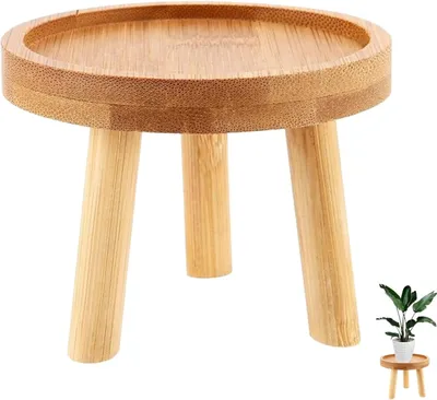 Image de Support de plantes en bois - tabouret à fleurs décoratif - 1 pièce - 14 x 9,5 cm