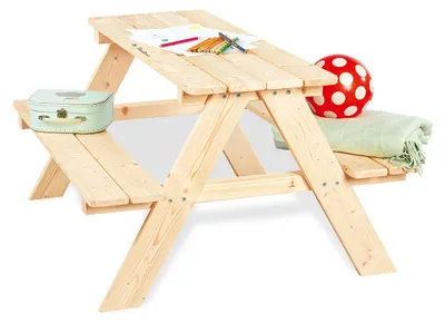 Produktbild von Pinolino Kindersitzgarnitur 'Nicki für 4', natur Vollmassiv: Nadelholz, unbehandelt