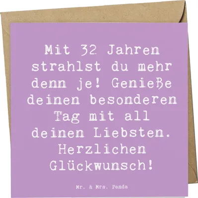 Produktbild von Mr. & Mrs. Panda Grußkarte Spruch 32. Geburtstag - Lavendeltraum - Geschenk, Happy Birthday, Jubiläum, faltkarte, Geburtstagsgeschenk, doppelkarte, Freude, Lachen