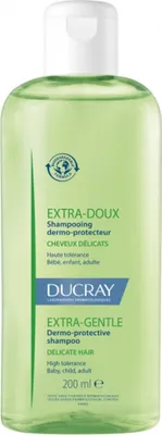 A bottle of Ducray Extra-Gentle Dermo-Protective Shampoo.