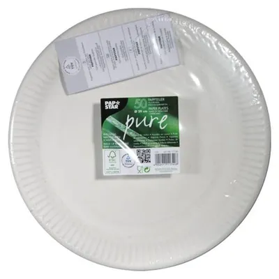Zdjęcie produktu dla Papstar 11740, Płyta, Okrągły, Karton, Biały, Monochromatyczny, 50 szt.