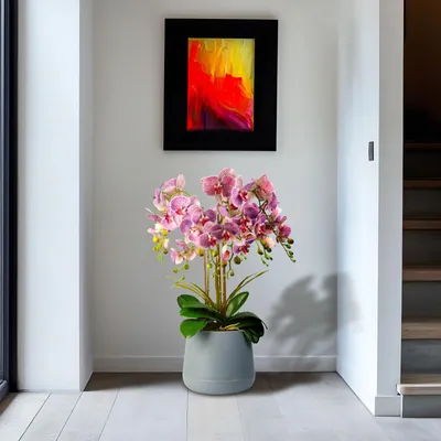 Immagine prodotto di Grande pianta artificiale - Decorazione per la casa - Orchidea - Viola - 83 cm 1 pezzo [11899A], Immagine generata dall'IA