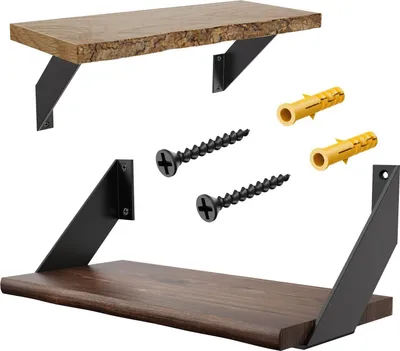 Produktbild von 4 Stück Wandregalhalterungen - 90 Grad Winkel Wandmontage - schwarze Regalhalterungen - 20 cm - schwere Regalhalterungen