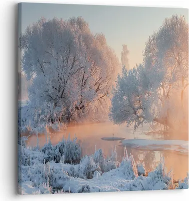 Produktbild von Bild auf Leinwand - Leinwandbild - Winter Schnee Fluss - 30x30cm - Wand Bild - Wanddeko - Wandbilder - Leinwanddruck - Bilder - Kunstdruck - Wanddekoration - Leinwand bilder - Wandkunst - AC30x30-4108