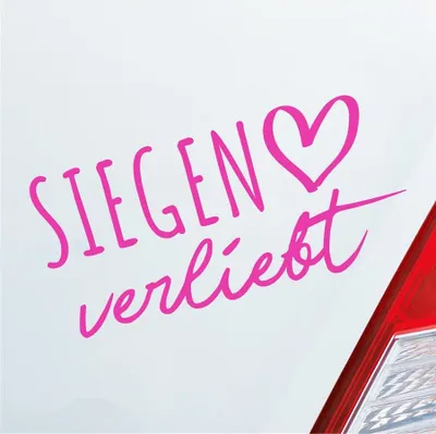 Produktbild von Auto Aufkleber Siegen verliebt Herz Stadt Heimat Liebe Car 19x9 cm Pink Sticker Heckscheibenaufkleber