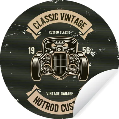Produktbild von MuchoWow® Runde Wandtattoo - Wandsticker Tapete Aufkleber Auto - Oldtimer - Zitat Ø 80 cm Selbstklebend und Repositionierbar - Wandaufkleber - Kreis - Mauerkreis - Wand Bilder - Wandsticker - Wohnzimmer Dekoration - Dekoration für die Wände - Aluminium - Babyzimmer