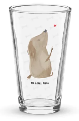 Produktbild von Mr. & Mrs. Panda Tumbler Hund Liebe - Transparent - Geschenk, Herz, Cocktailglas, Glas, Longdrinkglas, Sprüche, Bierglas, Hunde, Wasserglas, Saftglas