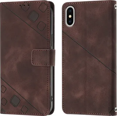 Produktbild von Hülle für iPhone XS Max Prägung Flip Leder Brieftasche Schutzhülle mit Ständer Braun