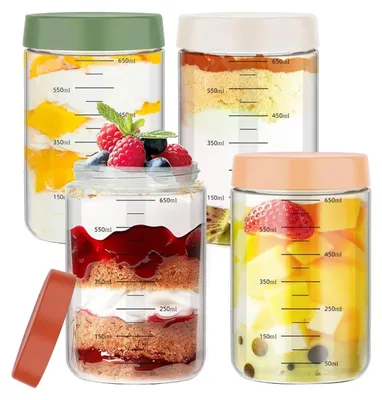 Immagine prodotto di Omgoods - Set di 4 contenitori in vetro riutilizzabili da 750 ml per conservare gli alimenti, con coperchio
