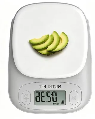 Produktbild von Digitale Küchenwaage – Lebensmittelwaage – Zum Backen und Kochen – Große LCD-Anzeige – Kapazität: 5 kg – Weiß-Grau