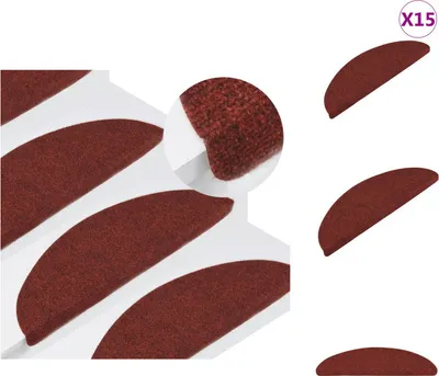 Zdjęcie produktu dla vidaXL Maty pod stopnie samoprzylepne 15 szt. 56x17x3 cm czerwone - Maty pod stopnie