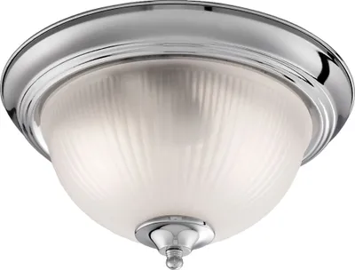 Image de Flush American Diner IP44 plafonnier chromé abat-jour en verre 2 flammes Ø29cm