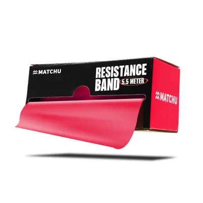 Produktbild von Matchu Sports Widerstandsband Rolle 5,5 Meter - Leicht Rot - Resistance Band Fitnessband Trainingsband